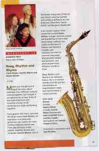 Colour photo of Janette Mason, Carol Grimes and Najma Akhtar, with ad for a 2004 gig providing 'an opportunity to hear three of the most important and inventive women in UK contemporary music perform together.'