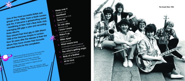 Blurb reads ' One of the most successful British jazz groups of the 1980s. From a north London pub trio it became a globetrotting sextet, headlining at New York's Blue Note club, averaging 200 gigs a year and recording three albums.' Illustrated by a photo of the sextet from 1984. A publicity shot in which they hold instruments, sitting on steps and smiling. Album produced by Blow the Fuse.