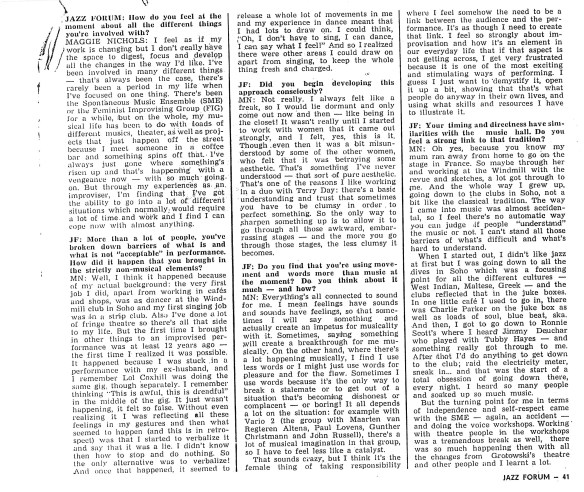 Page three of Jazz Forum article, interview continues. 