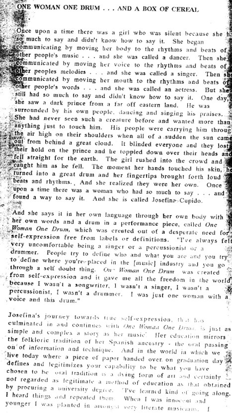 article about Josefina's CV by Jackie Sawaris