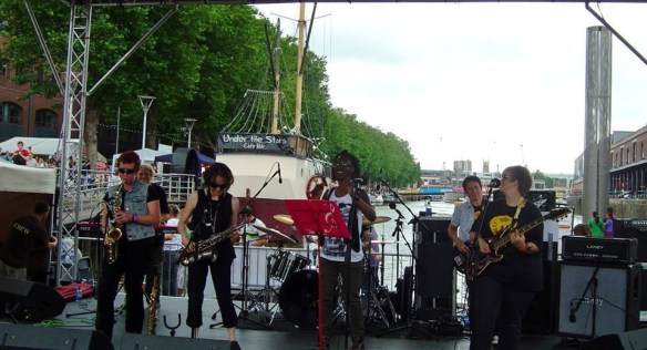 The reformed Meet Your Feet playing outdoors at Bristol Harbour Festival, 2013