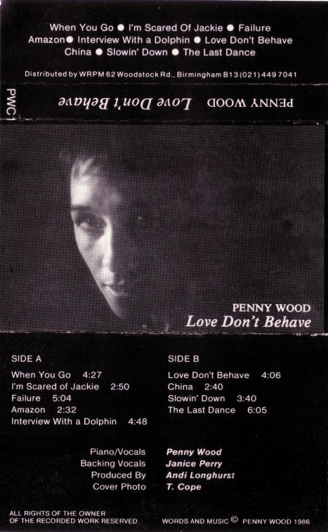 Black and white photo of Penny Wood, track listing of the songs that are included in this entry
