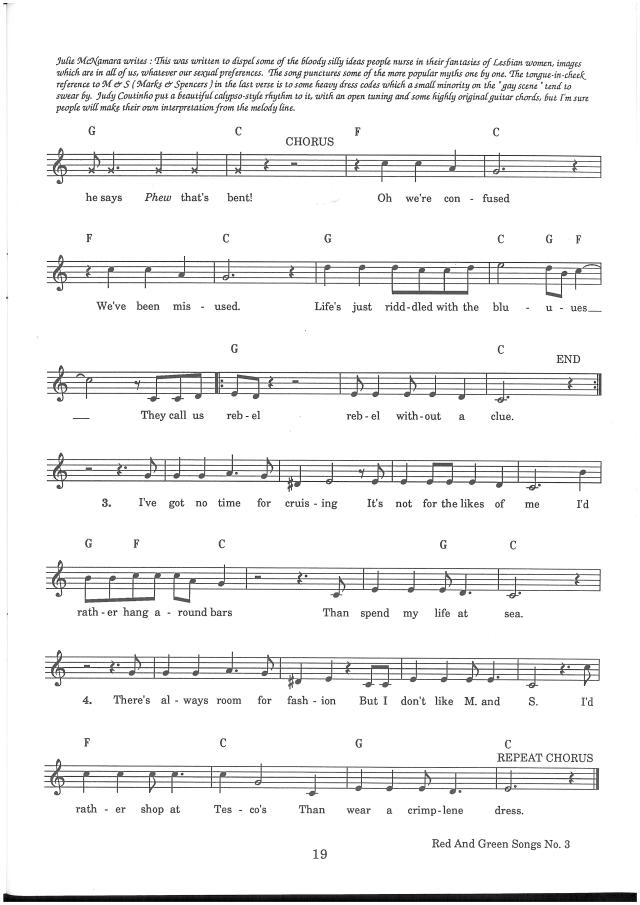 Julie says 'This was written to dispel some of the bloody silly ideas people nurse in their fantasies of lesbian women.'