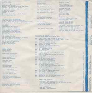 White background, blue type. Song lyrics for the songs on 'Siren Plays.'