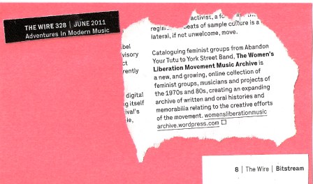 A positive mention of the archive in music magazine The Wire 