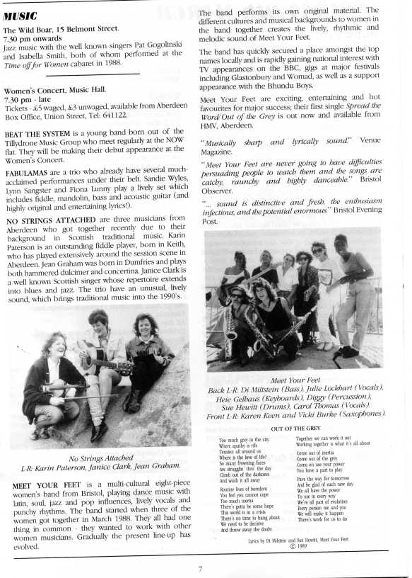 Women's concert Aberdeen advertisement